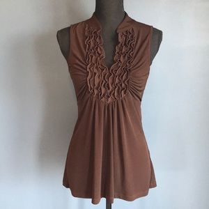 NWT HeartSoul Brown Sleeveless Tunic Tie Back L